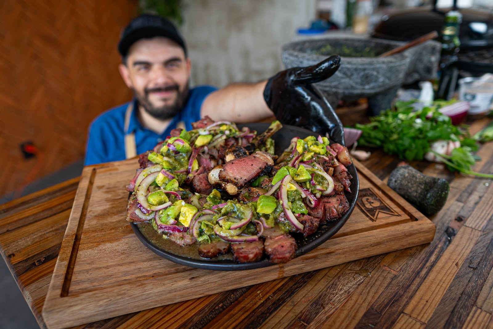 Aguachile de ribeye servido para compartir