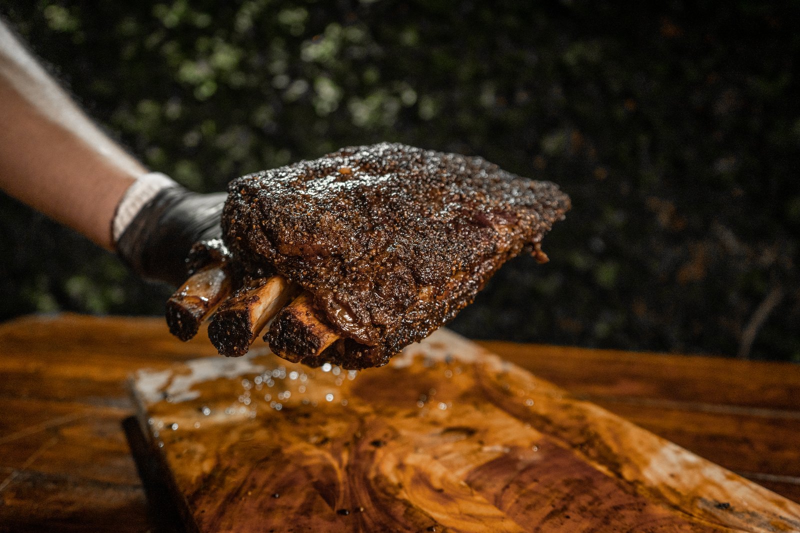 Detalle del marmoleo del short rib USDA Prime