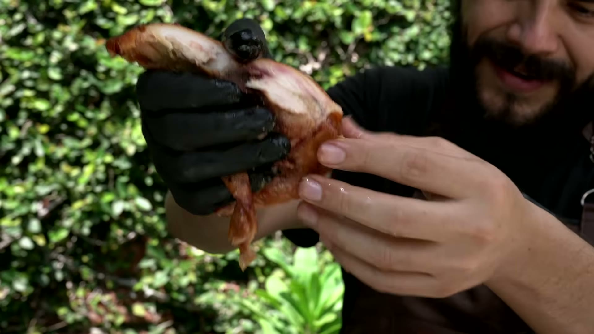 Muslo de pollo ahumado desbaratándose
